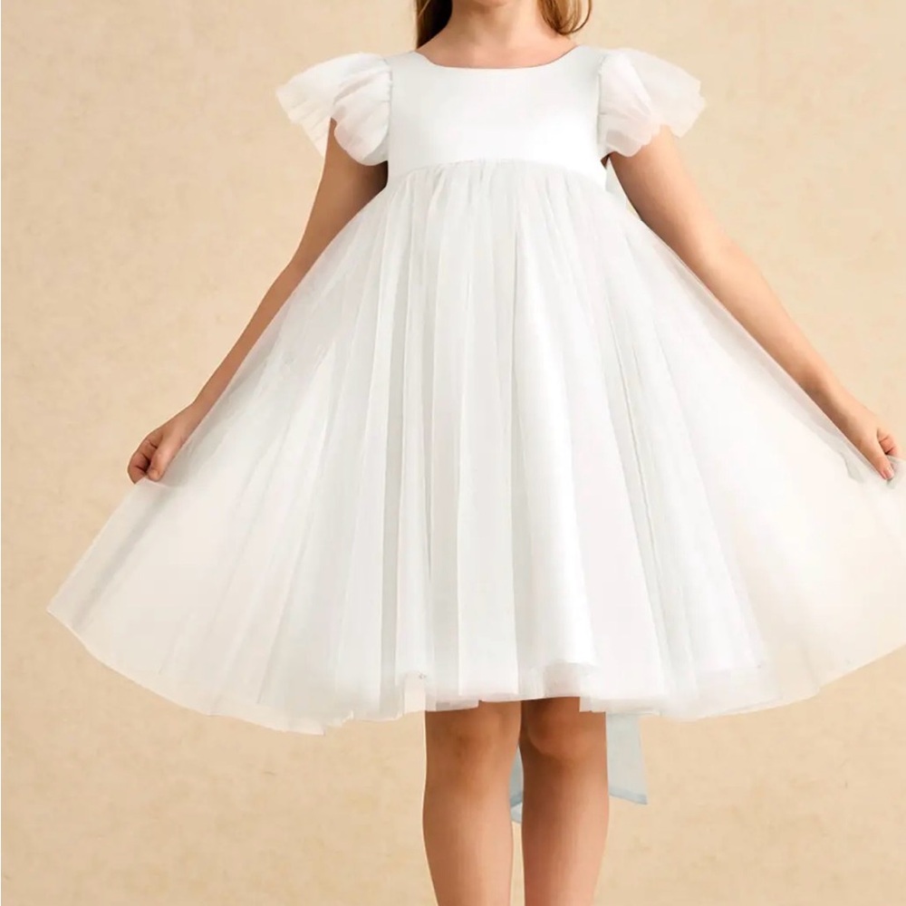 Azazie Munchkin
Ivory Dusty Blue A-Line Bow Tulle Dress